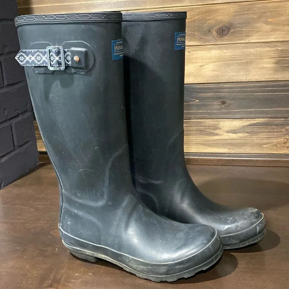 Pendleton Tall Rain Rubber Boots Size 7